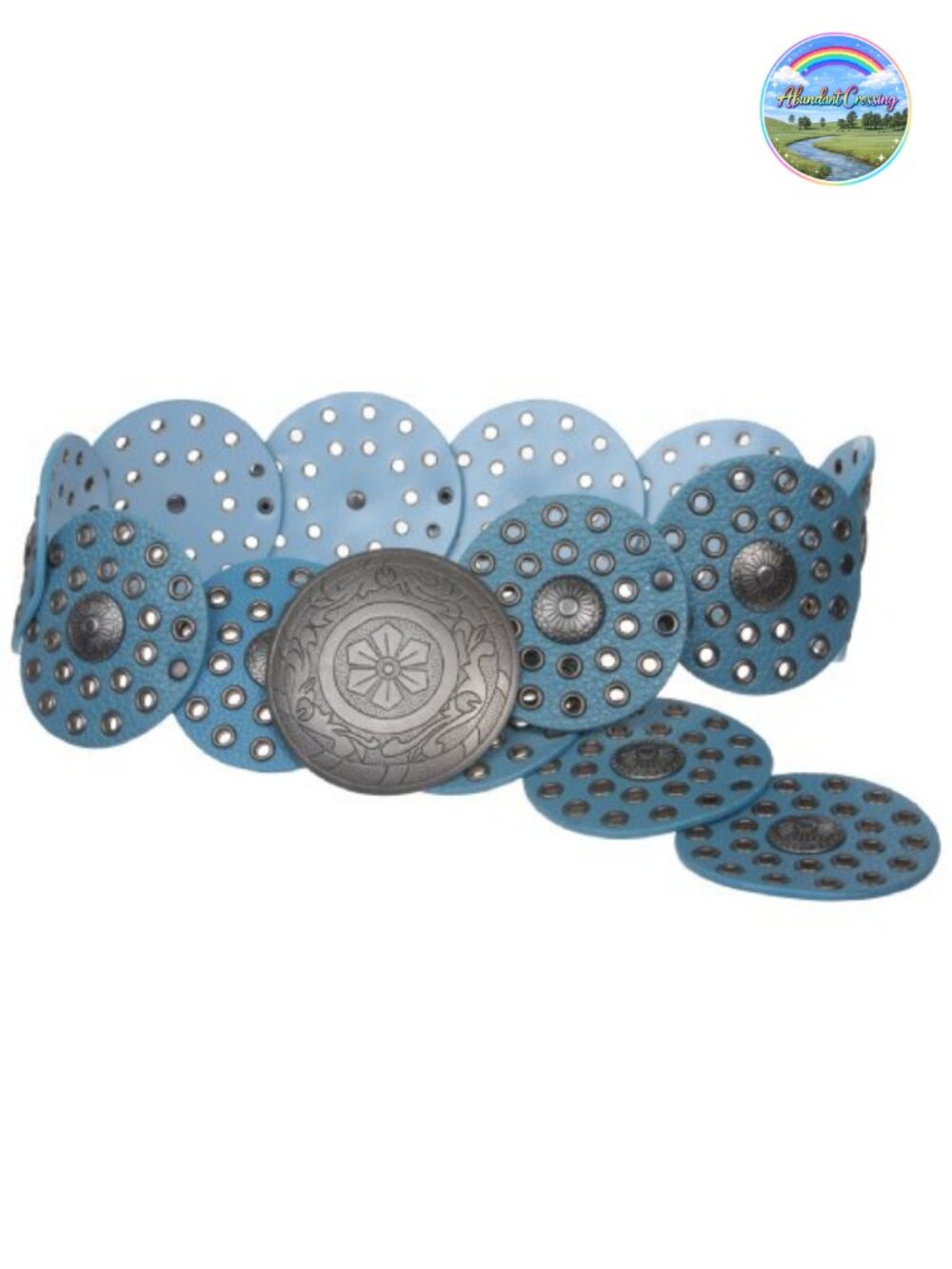 Wide Boho Disc Concho Leather Link Belt 3.5 inch Statement Waist Belt